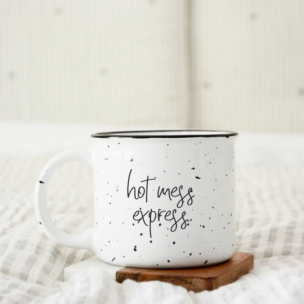 Hot Mess Express Oversized Campfire Mug Black Rim Limited Edition, Double-Sided