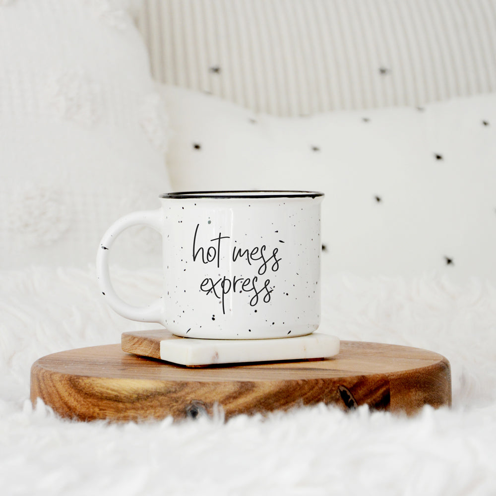 Hot Mess Express Oversized Campfire Mug Black Rim Limited Edition, Double-Sided