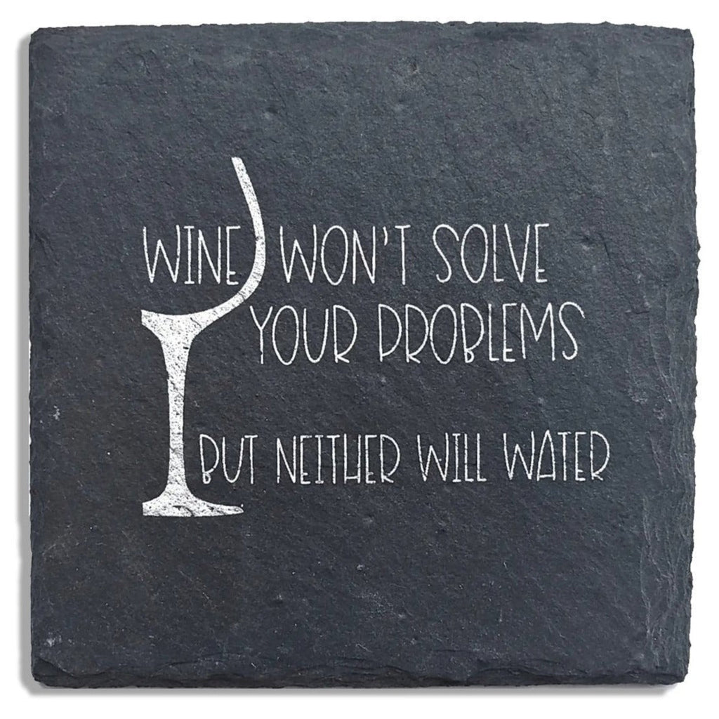Slate Coaster Hand-Stamped Artisan Drink Coaster With Cork Feet - USA Slate
