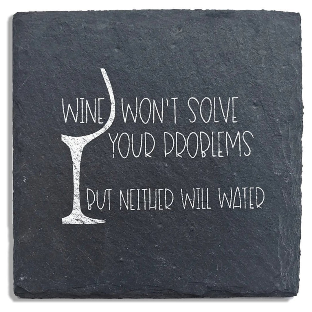 Slate Coaster Hand-Stamped Artisan Drink Coaster With Cork Feet - USA Slate